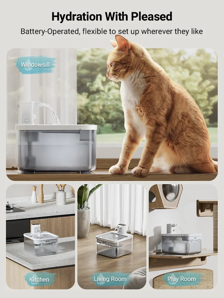 2.5L Wireless Water Fountain Pet Friendly Supplies