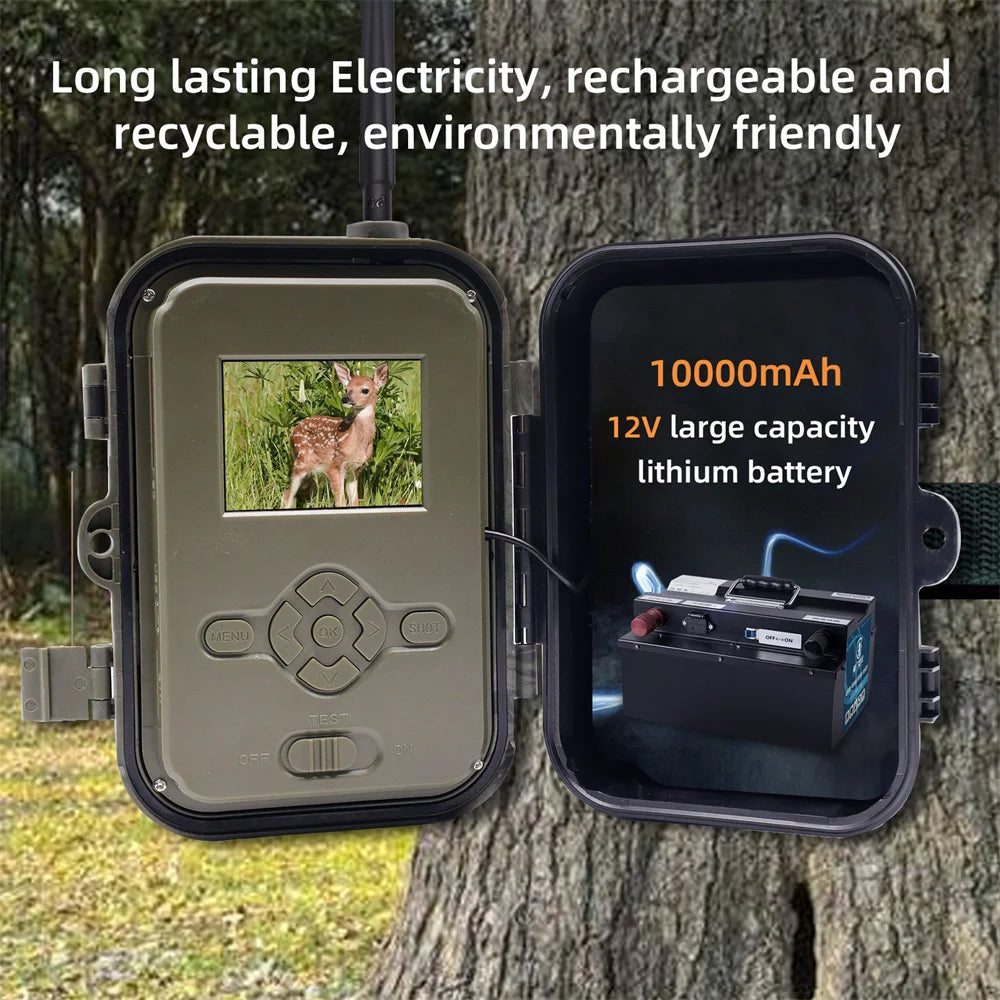 4G HD LIVE Video Lithium Battery Cellular Trail Camera 50MP 4K Wireless Game APP Cloud Service Waterproof IP66 Wildlife Cam - Pet Friendly Supplies