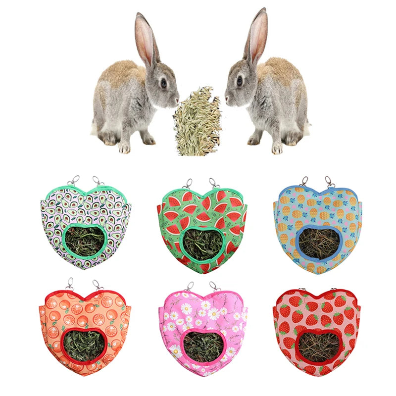 Heart-Shape Hay Bag Hanging Pouch Small Animals Feeder Pet Friendly Supplies