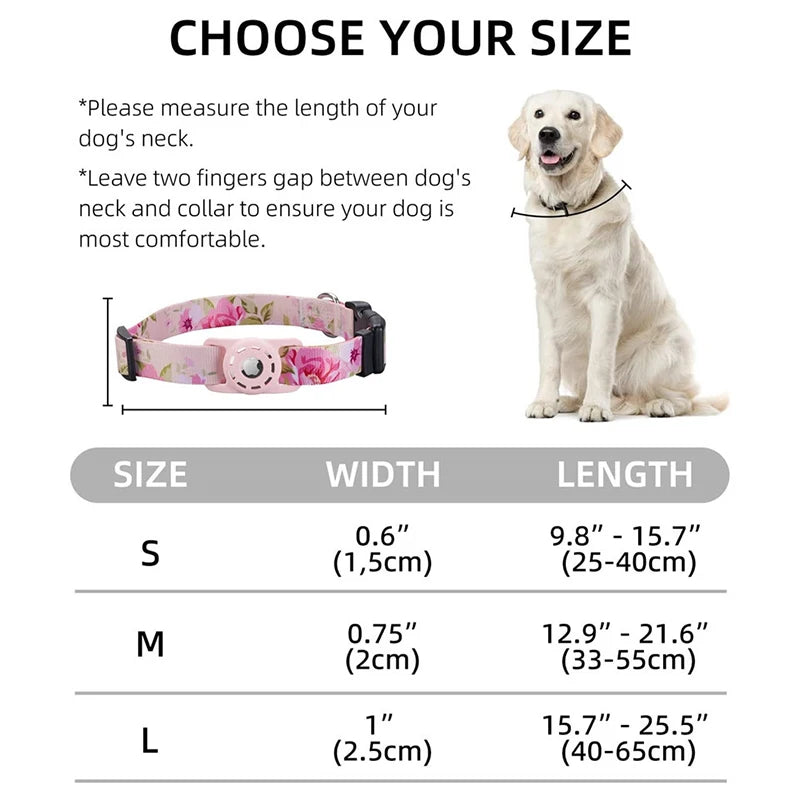 Digital Printing Dog Collar With Airtag Holder - Pet Friendly Supplies