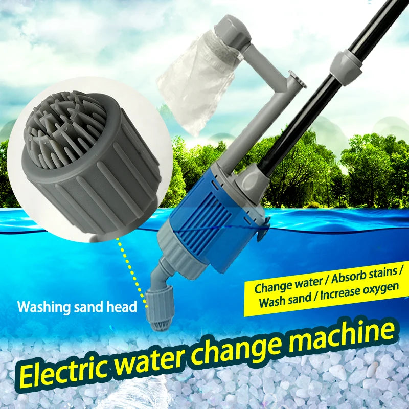 20/28W Electric Aquarium Fish Tank Water Change Pump Aquarium Cleaning Tool Water Changer Gravel Cleaner Siphon Filter Pump Pet Friendly Supplies