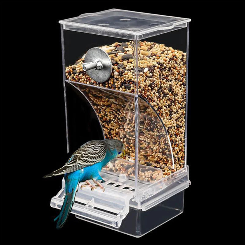 Automatic Feeding No Mess Square Bird Feeders In Transparent And White - Pet Friendly Supplies