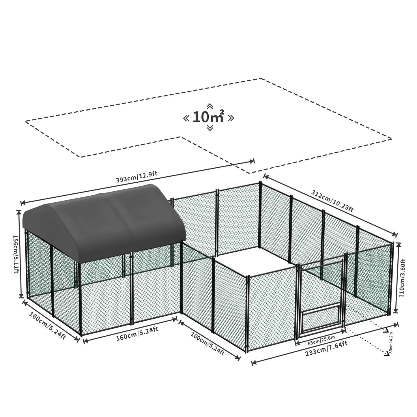 Chicken Coop 12.9x10.2x5.1ft Chicken Run Pen for Yard with Cover Outdoor Metal Portable Chicken Cage Enclosure Crate - Pet Friendly Supplies