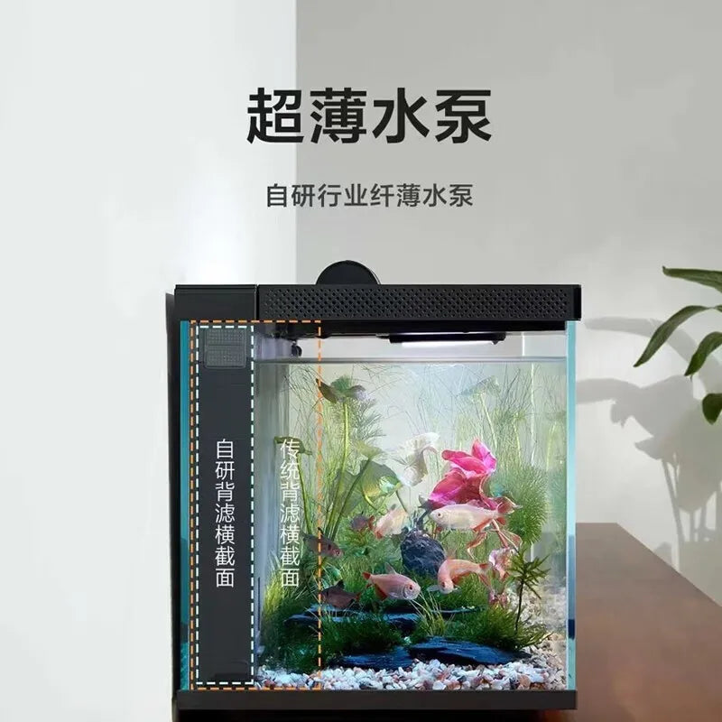 Smart Fish Tank Mobile controlled remote feeding, Remote temperature monitoring, High Intensity Water Purification Aquarium Pet Friendly Supplies