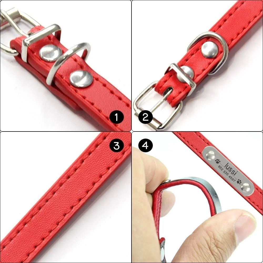 Personalized Leather Dog Collar Pet Friendly Supplies