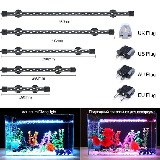 90-260V Aquarium Light LED Waterproof IP68 Fish Tank Clip Light 18-58 CM Pet Friendly Supplies