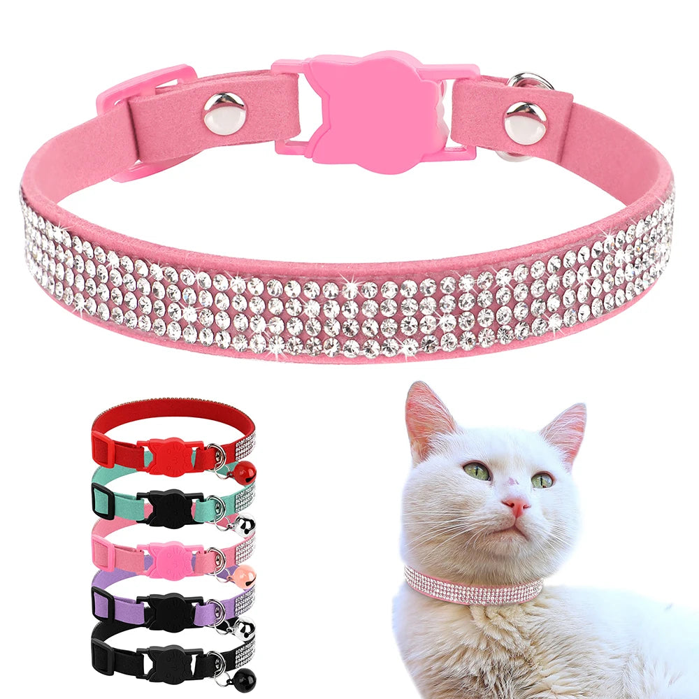 Soft Cat Collar With Rhinestones Pet Friendly Supplies