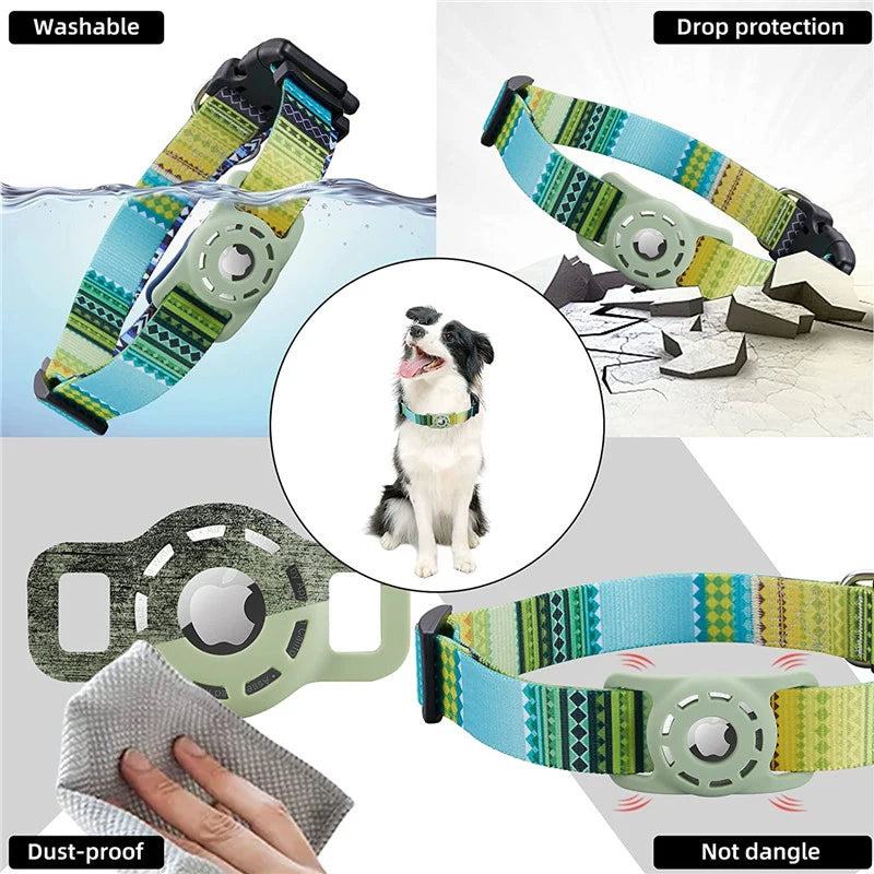 Digital Printing Dog Collar With Airtag Holder - Pet Friendly Supplies