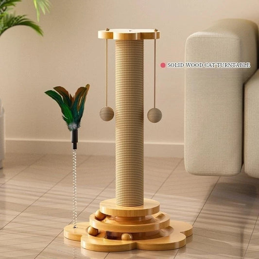 Solid Wood Cat Turntable Funny Cat Scratching Post