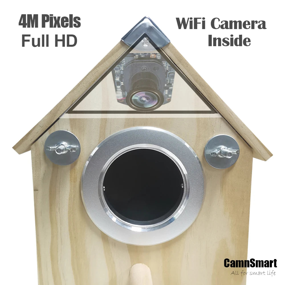 WIFI Camera Bird House Natural Wooden Care Nest Box Day Night Vision For Bird Activity - Pet Friendly Supplies