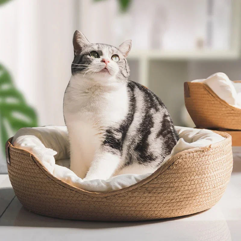 Bamboo Cozy Nest  Basket Pet Friendly Supplies