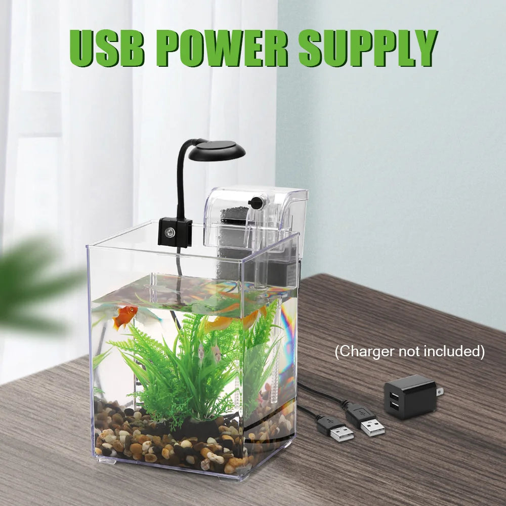 USB Desktop Fish Tank Set-Easy To Install Pet Friendly Supplies