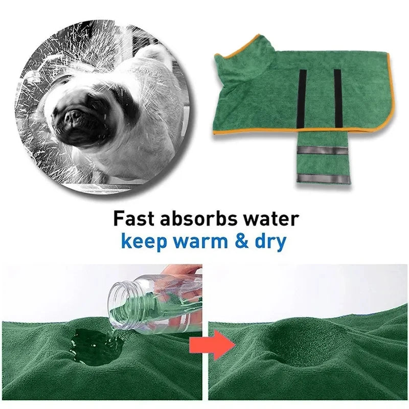 Microfibre quick drying Dog Bathrobe Pet Friendly Supplies