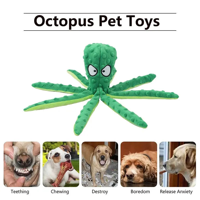 Plush Octopus Squeaky Dog Toy Pet Friendly Supplies