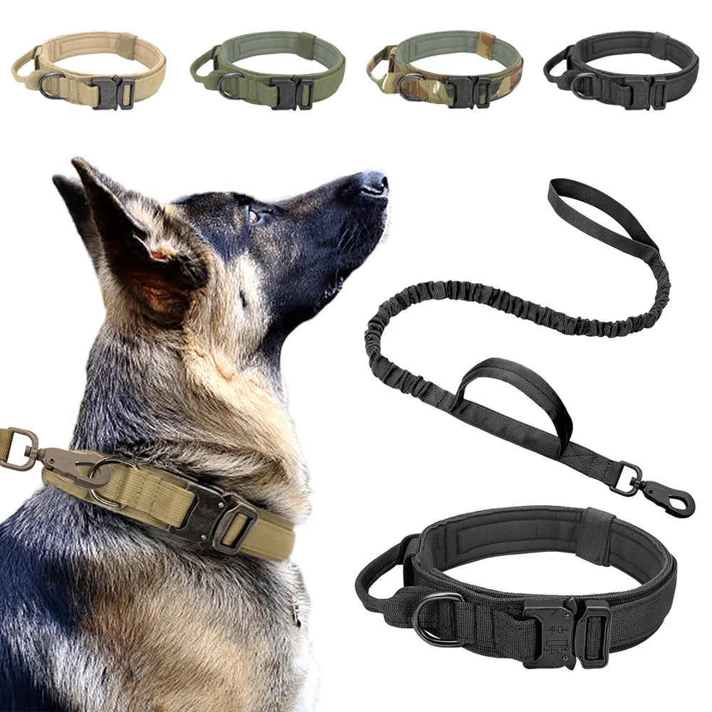 Tactical Dog Collar Military Adjustable Durable Nylon Lead Pet Friendly Supplies