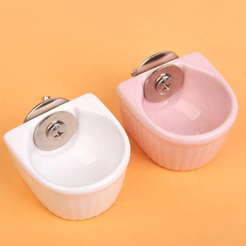 Ceramic Hanging Small Animal Feeder: Hygienic & Easy-to-Clean Water Drinking Bowl, Food Bowl Pet Friendly Supplies