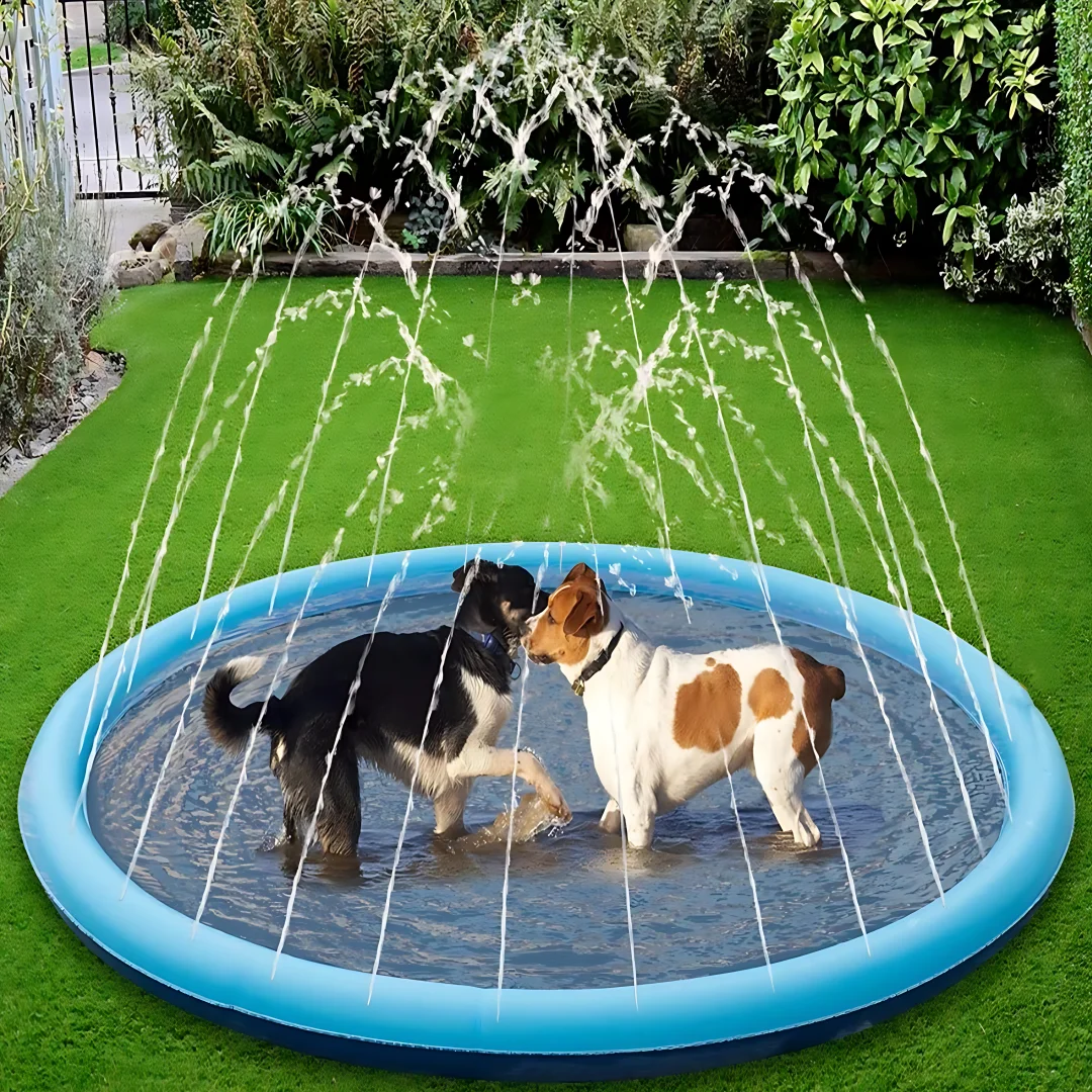 Summer Pet Inflatable Swimming Pool With Water Sprinkler Pet Friendly Supplies