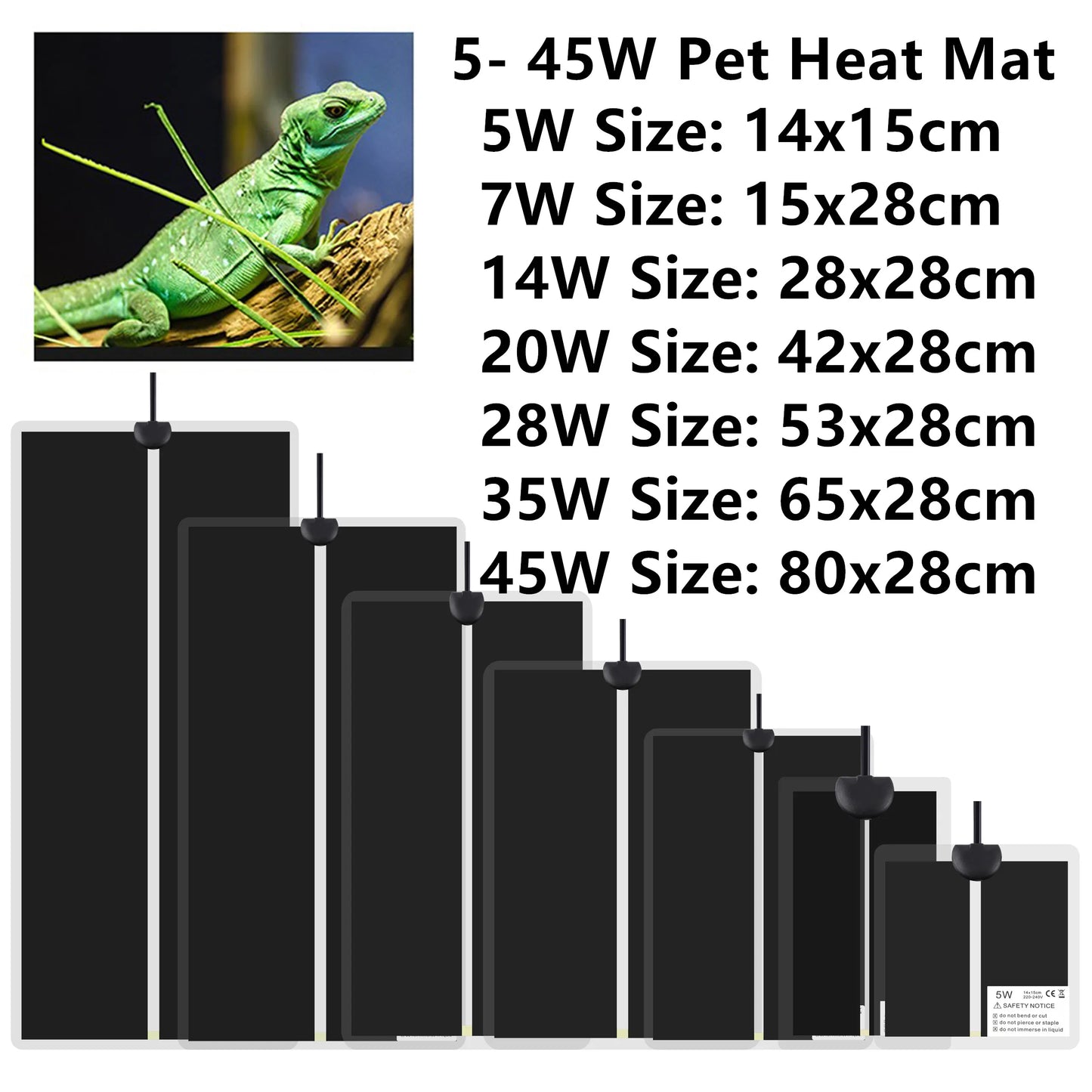 5-45W Reptiles Heat Mat Terrarium Climbing Pet Heating Pads Adjustable Temperature Controller EU Plug Pet Friendly Supplies