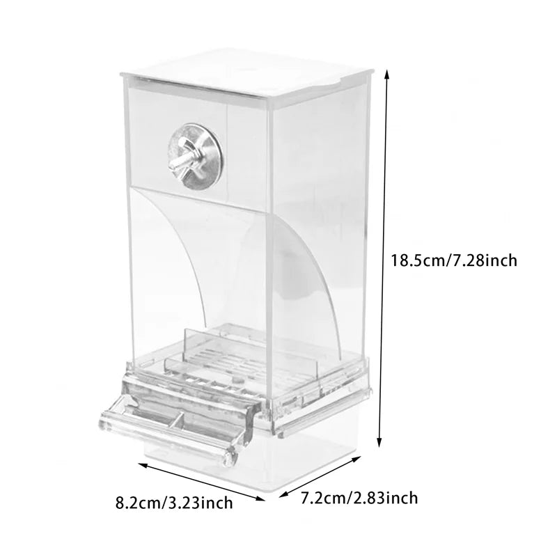 Automatic Feeding No Mess Square Bird Feeders In Transparent And White - Pet Friendly Supplies