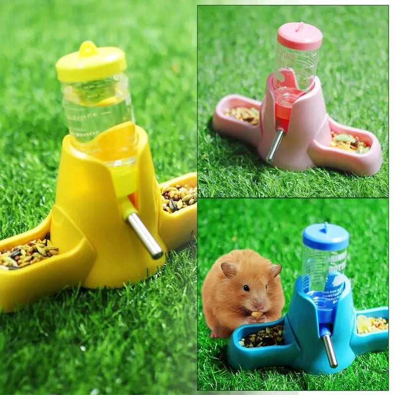 Small Animal Water Bottle/Food Feeder Automatic Dispenser Double/Single Bottle Holder Pet Friendly Supplies