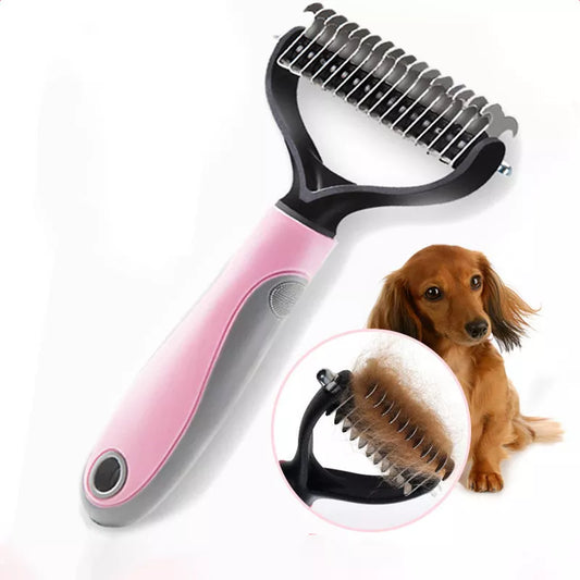 Professional Pet Deshedding Brush 2 Sided Dematting Rake - Pet Friendly Supplies