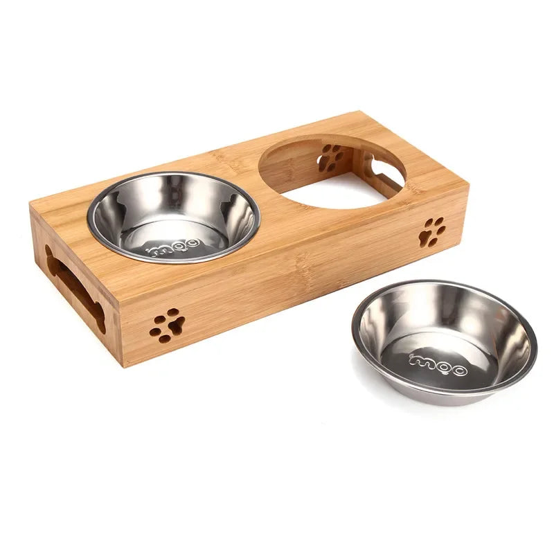 Bamboo Wooden Pet Bowl Pet Friendly Supplies