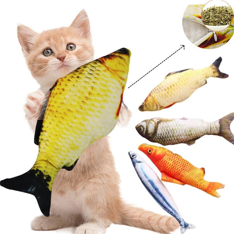 3d Fish Simulation Soft Plush Anti-Bite Catnip Pet Friendly Supplies