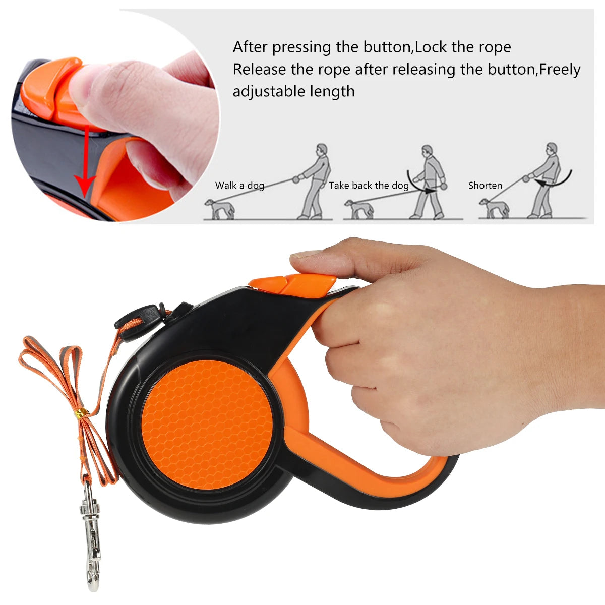 8M Retractable Heavy Duty Dog Lead With Reflective Tape Pet Friendly Supplies