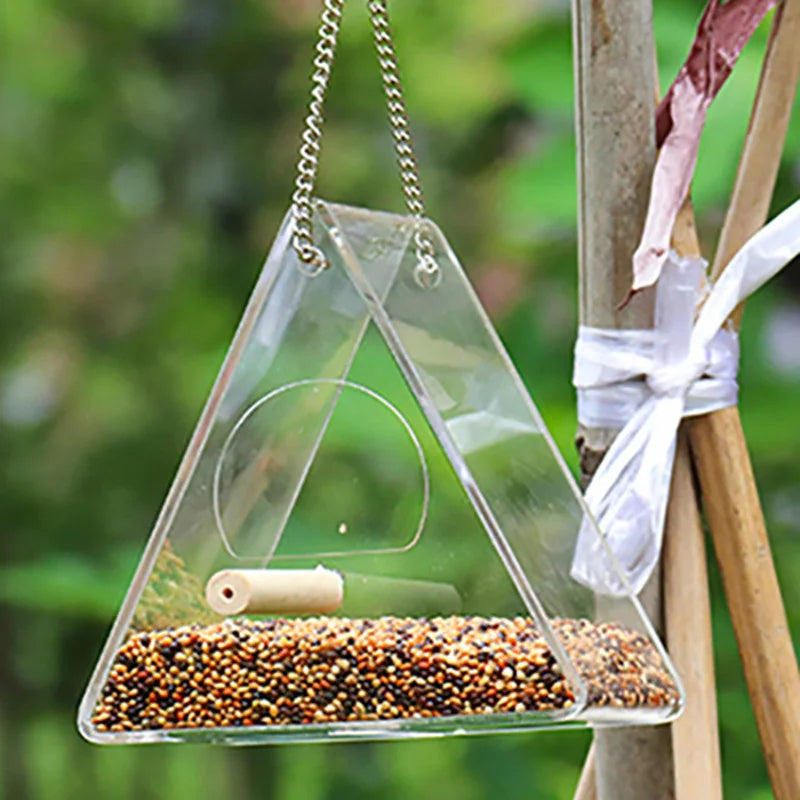 Hanging Acrylic Bird Feeder Food Box Anti-scatter In Two Designs - Pet Friendly Supplies