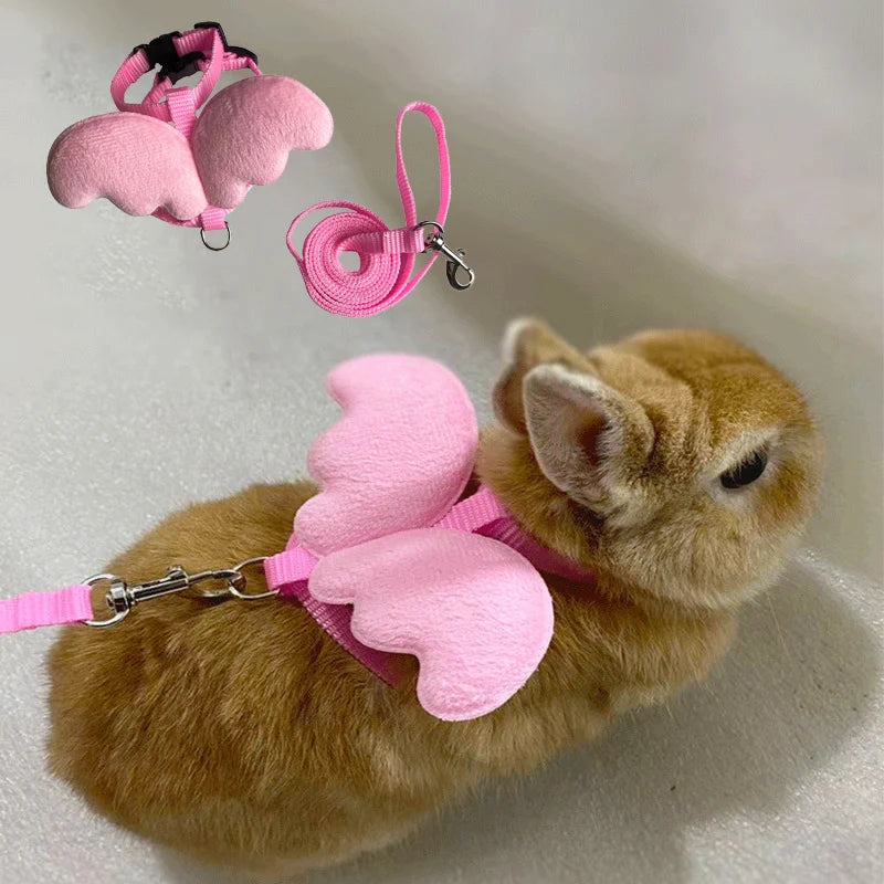 Cute Angel Wing Pet Rabbit Harness and Leash Pet Friendly Supplies