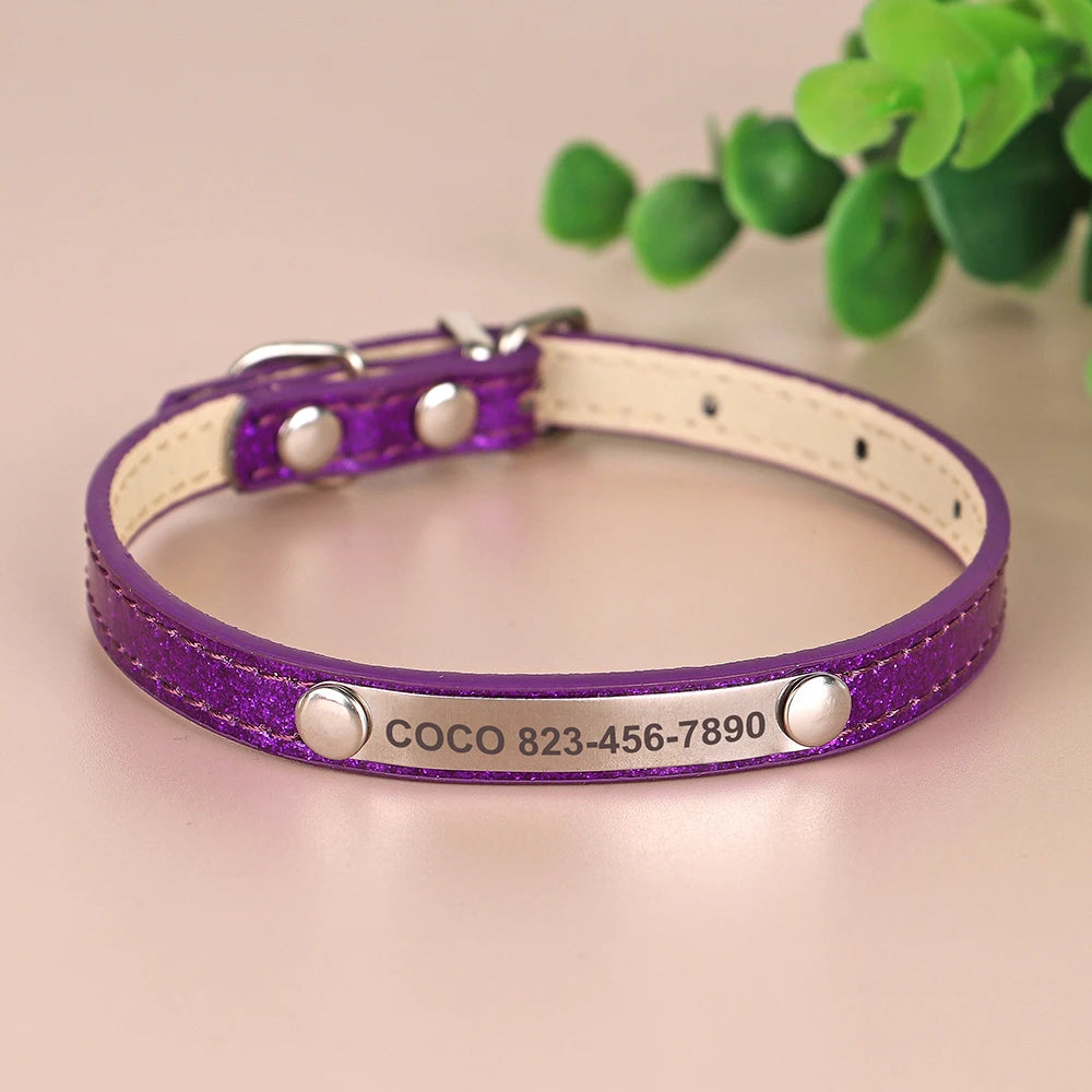 Personalised Leather Puppy Collar for  Dog - Pet Friendly Supplies