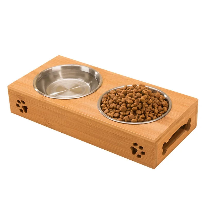 Bamboo Wooden Pet Bowl Pet Friendly Supplies