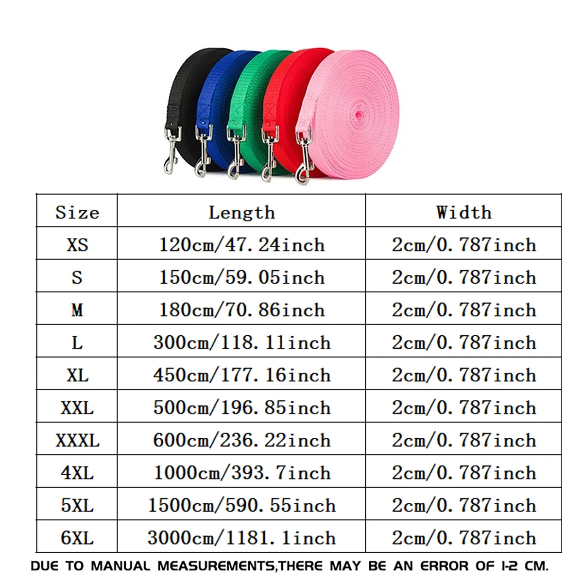 1.5M 1.8M 3M 4.5M 15M 30M Nylon Dog Training Leashes Pet Friendly Supplies