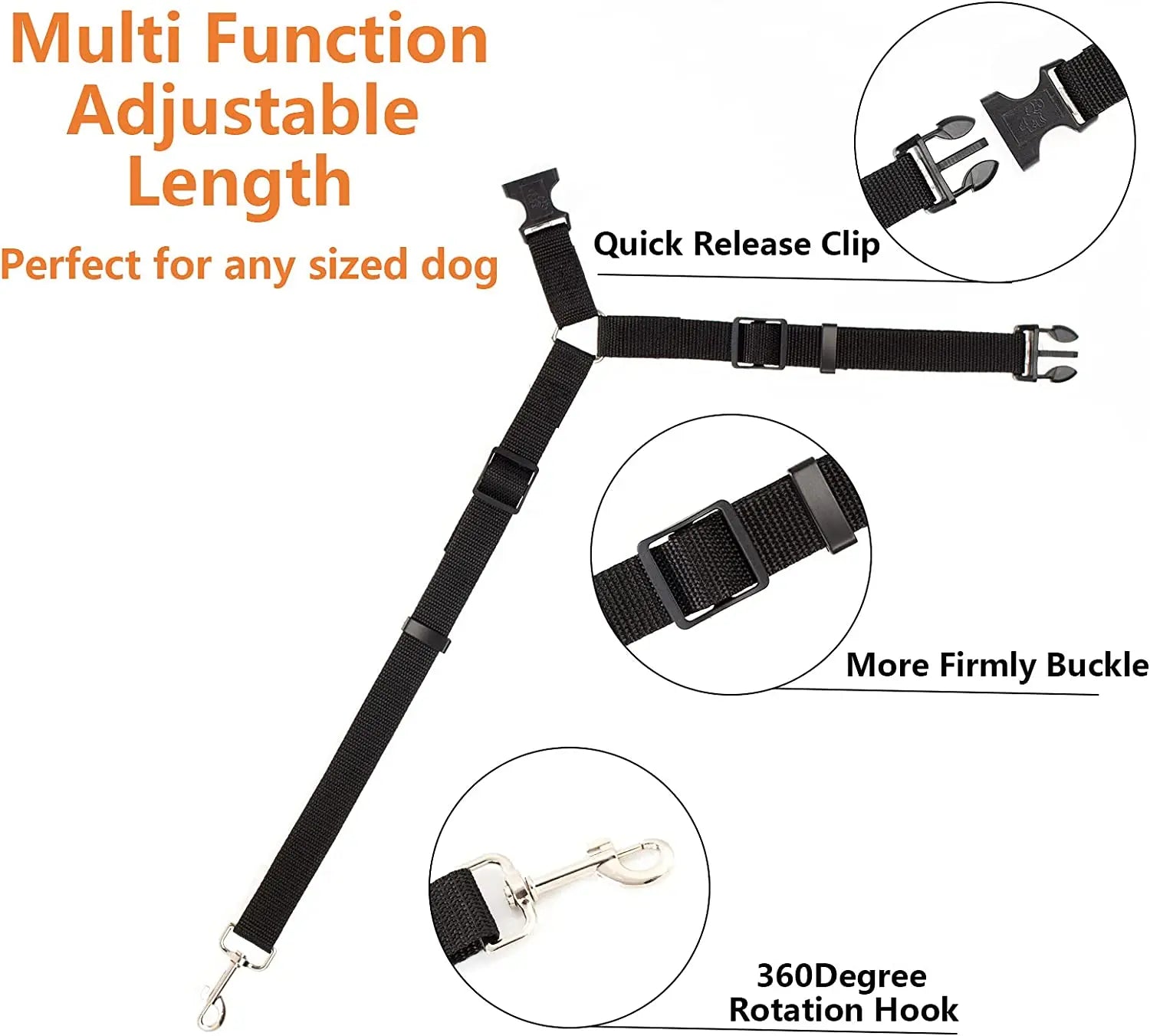 Two-in-one Nylon Adjustable Dogs Harness Backseat Safety Belt Pet Friendly Supplies