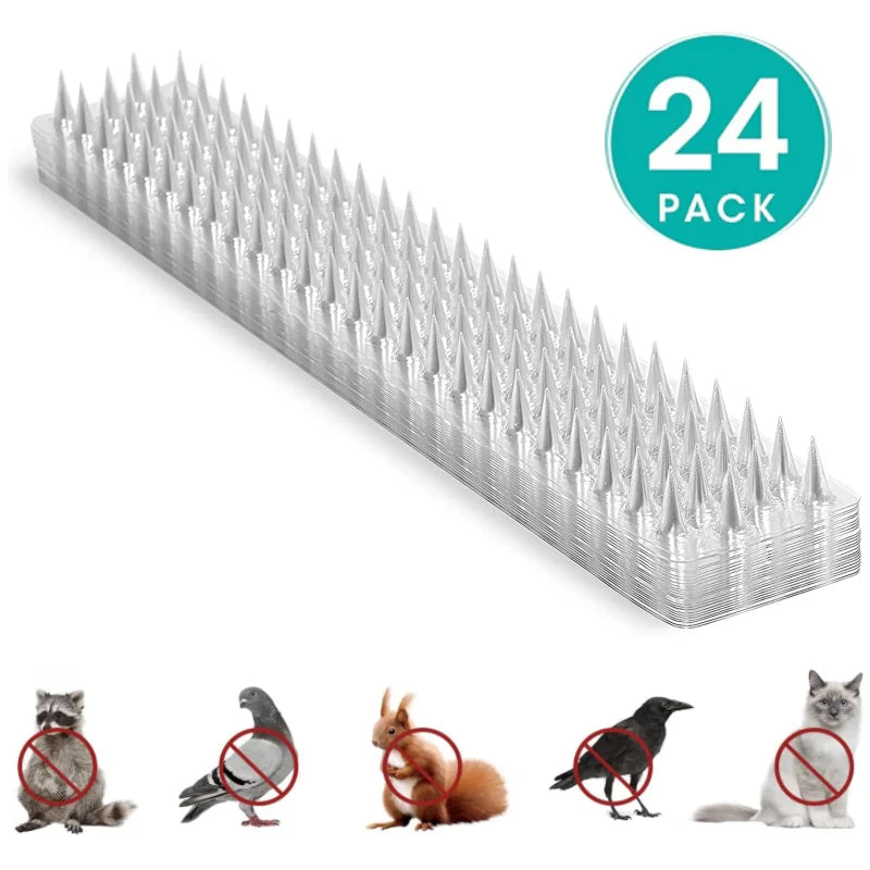 24 Pack Outdoor Transparent Clear PVC Bird Defender Spikes Strips for Outdoor Use - Pet Friendly Supplies