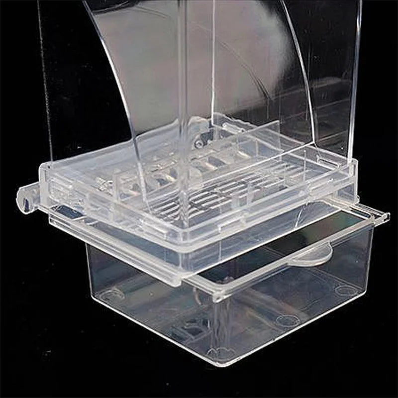 Automatic Feeding No Mess Square Bird Feeders In Transparent And White - Pet Friendly Supplies