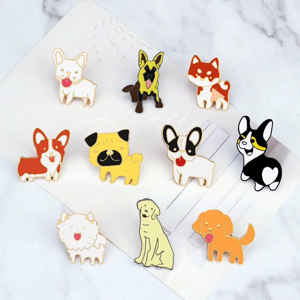 Lovely Cartoon Animal Dog Enamel Brooch Pet Friendly Supplies