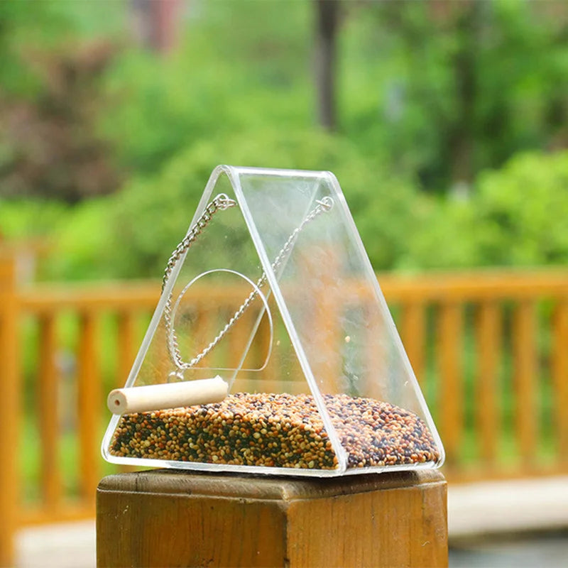 Hanging Acrylic Bird Feeder Food Box Anti-scatter In Two Designs - Pet Friendly Supplies