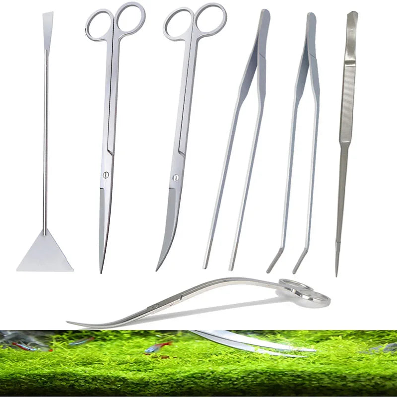 Stainless steel aquarium plant tools Tank cleaning tweezers Aquarium scissors Aquarium cleaning tools Pet Friendly Supplies